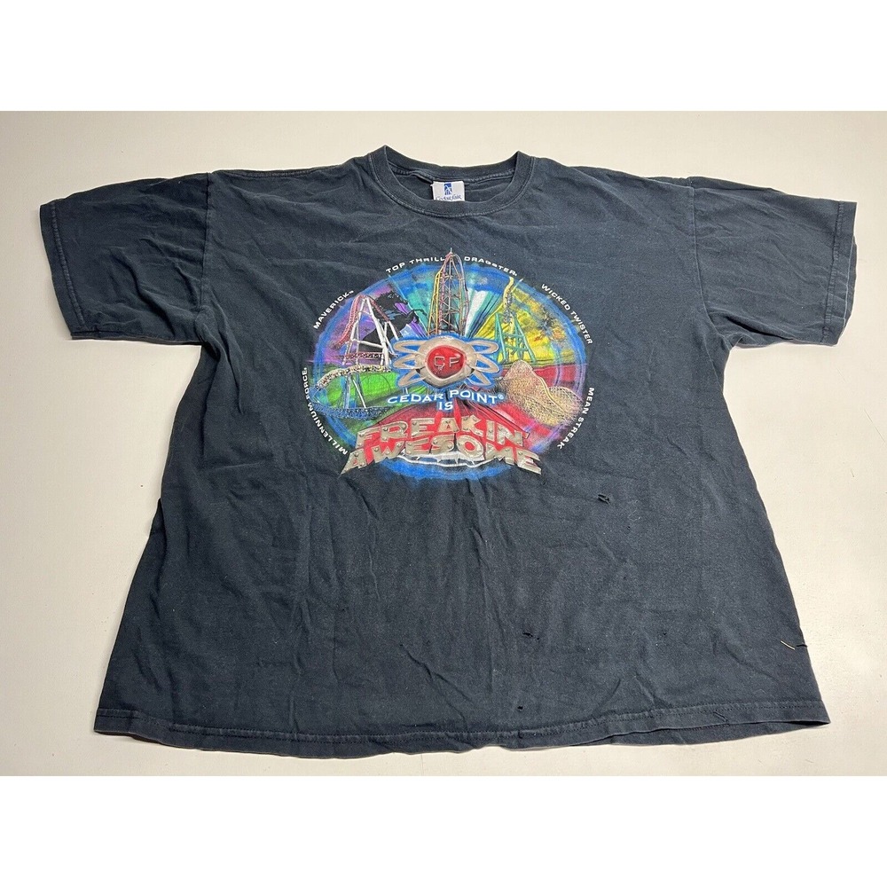 Cedar Point T-Shirt is Freakin Awesome Graphic Print Blue Shirt Men's XL